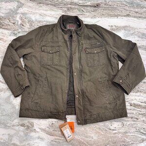 NWT Levi's Canvas Winter Quilted Lined Jacket Green Military Style Men's XXL
